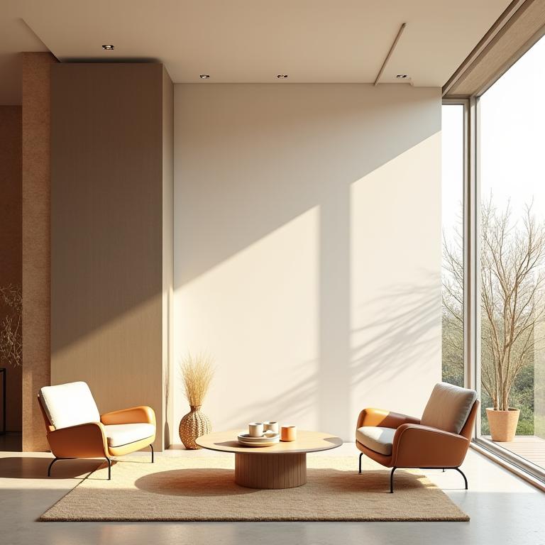 Détail d'un intérieur lumineux et épuré avec des matériaux naturels, symbole de notre élégance